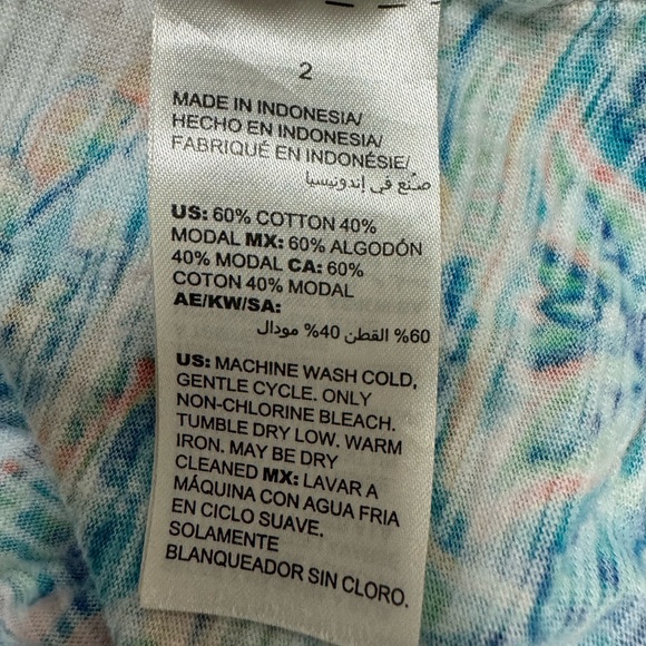 Chico's Multicolor Blue Multicolor Paisley Short Sleeve Top Size 2 (M) - Picture 8 of 8